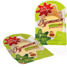 Préparation de fromage fondu "Gurman" en tranches 45% MG/ES, fumé Плавленый сыр "Gurman" 45% жира в сухом веществе нарезанный кусочками, копчёный