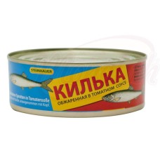 Sprats frits à la sauce tomate, entiers et en morceaux, vidés avec tête Килька обжаренная в томатном соусе