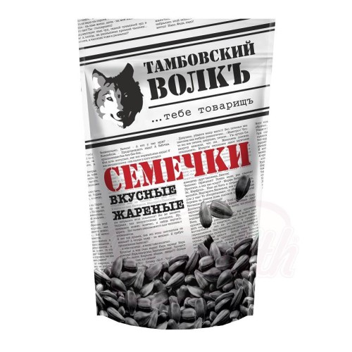Graines de tournesol noires en coque, grillées Tambovskij volk Семечки черные жареные "Тамбовский волкъ"