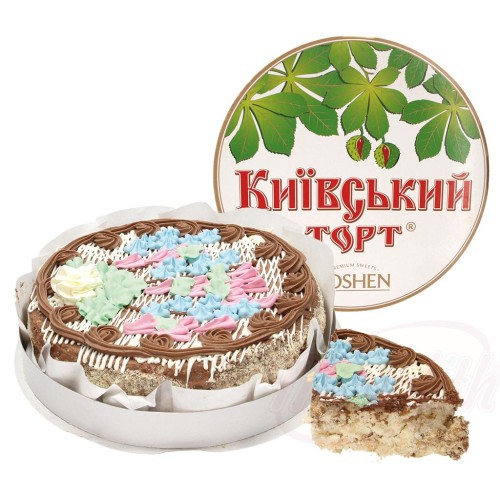Tarte "Kiewskiy Roshen" fourrée de crème 57,6 % et de noisettes, surgelée