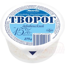 "Fromage à la crème" "Tworog Derewenskij" "15% de graisse i.Tr." Творог свежий деревенский "Милочка" 15% жирности