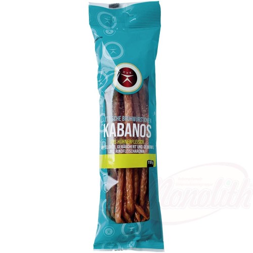 Saucisses bouillies lettones "Kabanos" à base de poulet, moyennement grossières, fumées et séchées, au goût de bœuf KABANOS куриные копчёно-вяленые колбаски