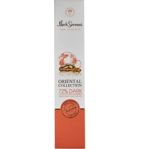 MARK SEVOUNI - Pêche séchée avec noix dans du chocolat à 72% 130g